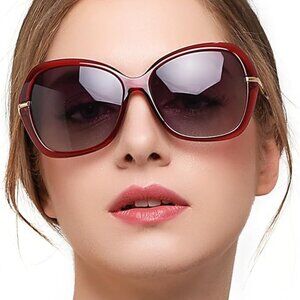 Oversized Women’s Classic Polarized Sunglasses D72 Ultralight • Red